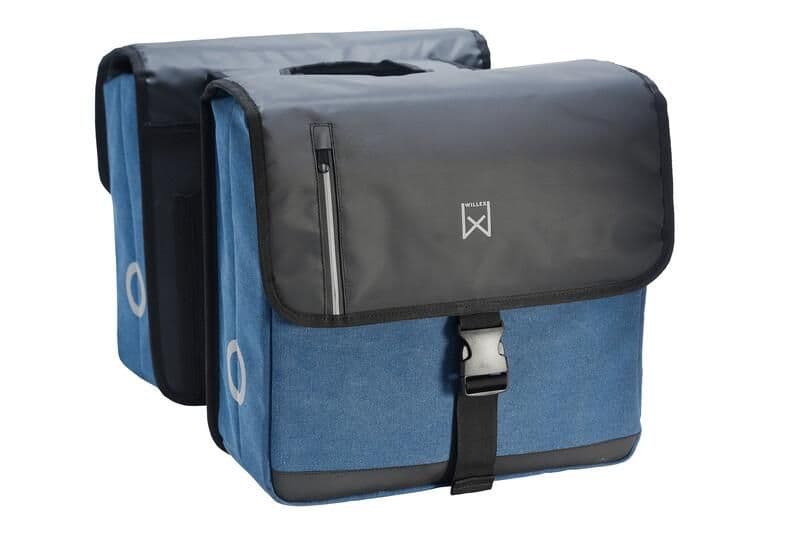 Dubbele canvas tas blauw/zwart business